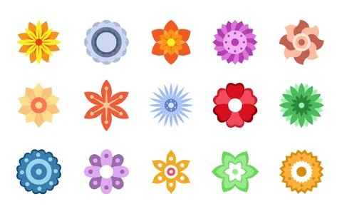 Simple spring flowers, 70s graphic. Easter daisy blossom, floral rose silhouette イラスト素材