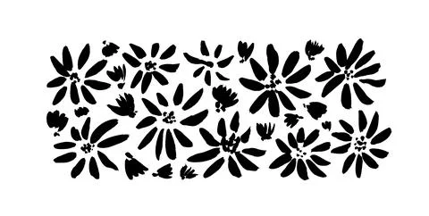 Simple spring flowers hand drawn vector set. Stock Illustration