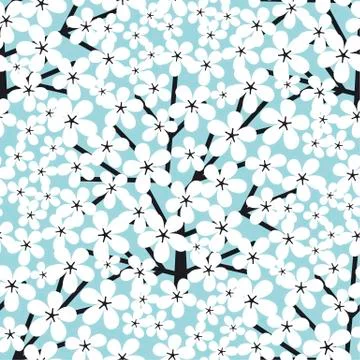 Simple spring tree blossom seamless pattern Stock Illustration