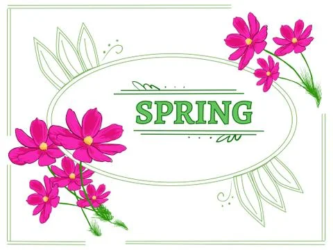 Simple Spring vector flower frame Stock Illustration