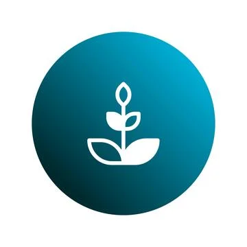 Simple sprout icon on blue gradient circle representing growth and environm.. Stock Illustration