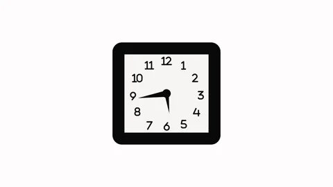 Simple square analog clock with frame and face animation 库存影片 337178578