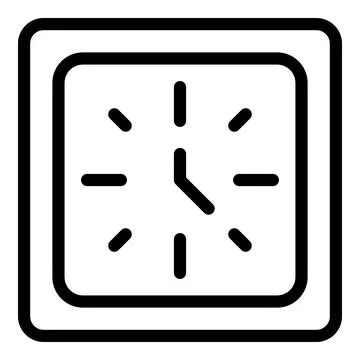 Simple square clock face with hour and minute hands displaying time Stock Illustration
