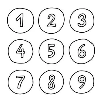 Simple square composition of numbers. Naive hand lettering. Stock Illustration