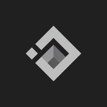 Simple square geometric 3d diamond shape logo vector Stock Illustration