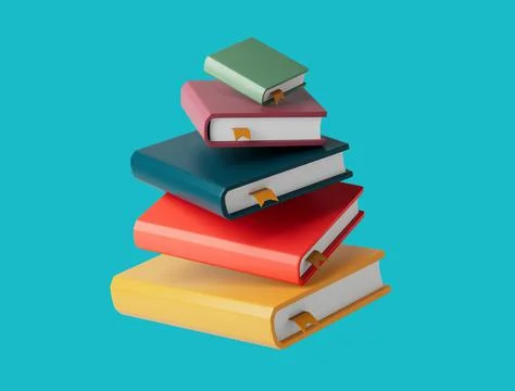 Simple stack of books 3d render illustration. Stock Illustration