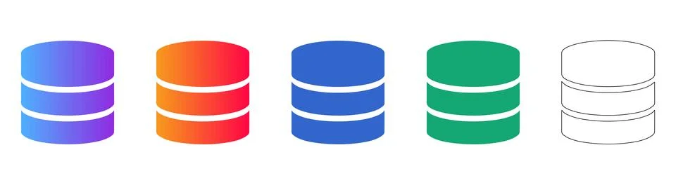 Simple Stacked Cylinders Database Icon Set for Data Storage Stock Illustration