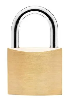 Simple Standing Padlock Isolated on a White Background 스톡 사진