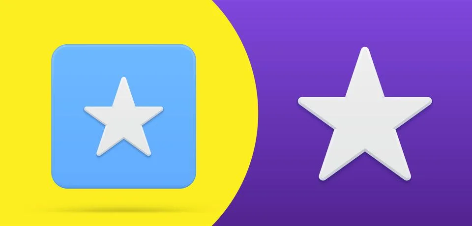 Simple star 3d icon squared button set vector illustration contemporary tro.. Illustrazione stock