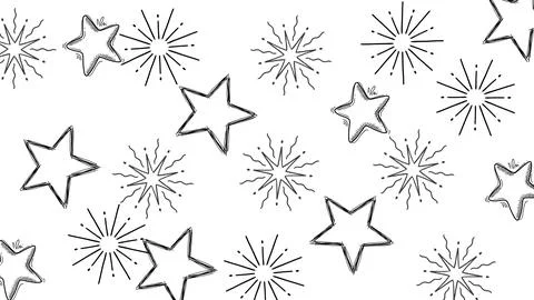 Simple star and sparkle doodle seamless pattern with repeating icons and mi.. Stock Illustration