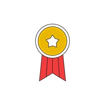 Simple Star Badge Vector Outline Icon Illustration Stock Illustration