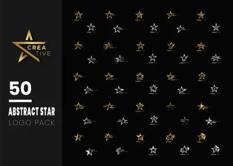 Simple Star logo icon template. Modern Gold Silver Vector Design isolated on  Stock Illustration