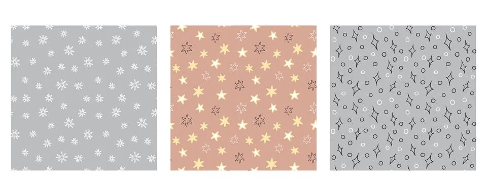 Simple star pattern, baby doodles. Childish kids graphic, abstract starry night Stock Illustration