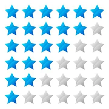 Simple star rating system with 6 star shape Stock Illustration