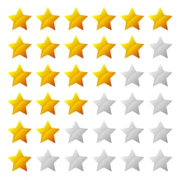 Simple star rating system with 6 star shape Stock Illustration