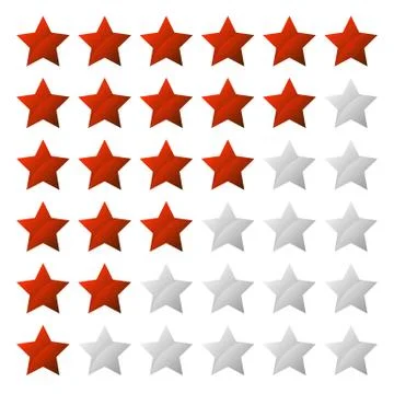 Simple star rating system with 6 star shape Stock Illustration