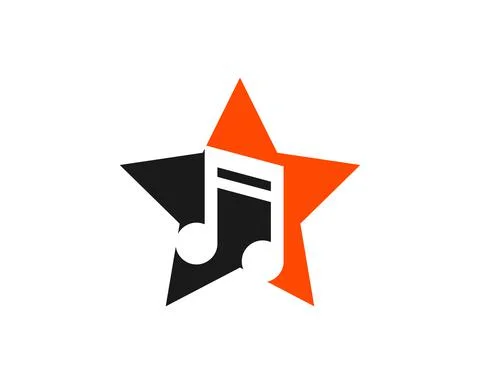 Simple star shape with music note inside Stock Illustration