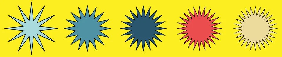 Simple star like shapes - circles with zig zag edge, various depth spikes Stock Illustration