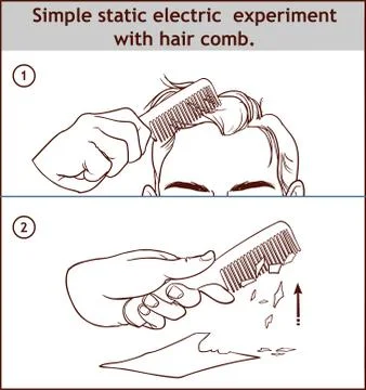 Simple static electric experiment with hair comb. Stock Illustration