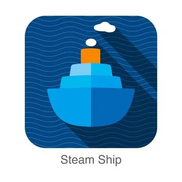 Simple steam ship flat icon, vector illustration Stock Illustration