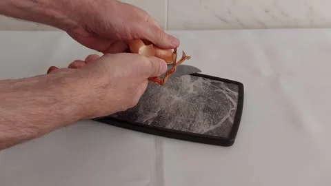 Simple Steps to Clean an Onion Perfectly Stock Footage 304045173