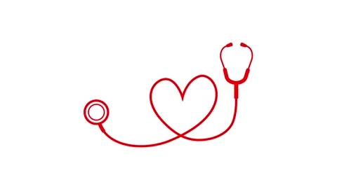 Simple stethoscope drawing with heart shape illustration Stock Footage 333782188