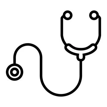 Simple stethoscope icon. Linear, thin outline isolated on white background Illustrazione stock