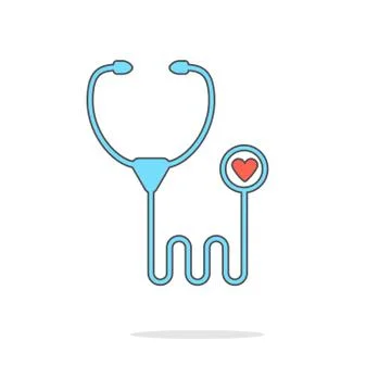 Simple stethoscope icon with shadow Illustrazione stock