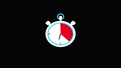 Simple Stopwatch Icon with Red Segment and Black Background timer time. Min.. Stock Footage 321589651