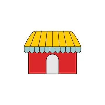 Simple Store Front Shop Vector Outline Icon Illustration Stock Illustration