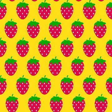 Simple Strawberry Seamless Pattern Background Vector Illustratio Stock Illustration