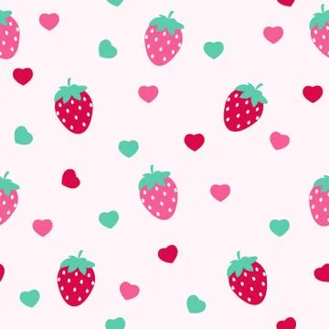 Simple Strawberry Seamless Pattern Background Vector Illustratio Stock Illustration