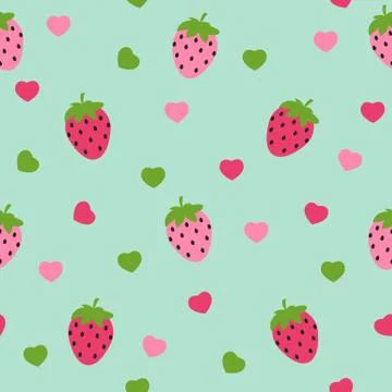 Simple Strawberry Seamless Pattern Background Vector Illustratio Stock Illustration