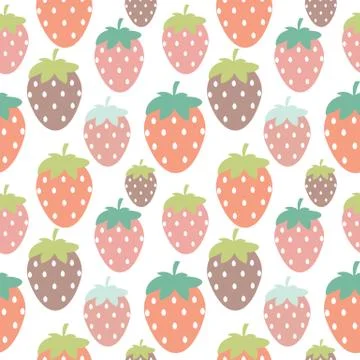 Simple Strawberry Seamless Pattern Background Vector Illustratio Illustrazione stock