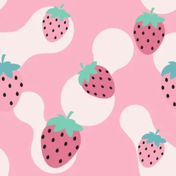 Simple Strawberry Seamless Pattern Background Vector Illustration Stock Illustration