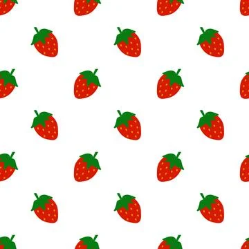 Simple Strawberry seamless pattern. Berry food summer background. Stock Illustration