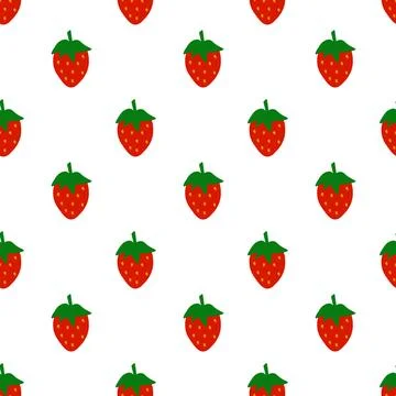 Simple Strawberry seamless pattern. Berry food summer background. Stock Illustration