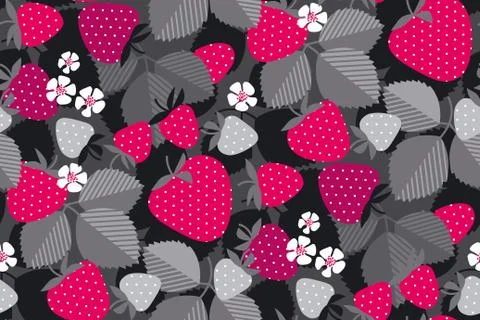 Simple strawberry seamless pattern. Red garden berries in rustic style. Illustrazione stock