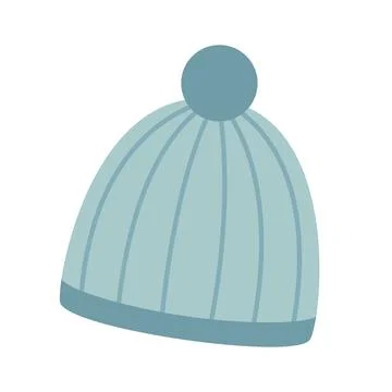 Simple striped hat with pompom Stock Illustration