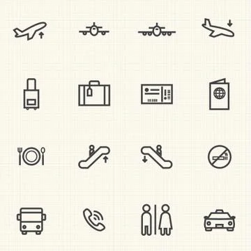 Simple Stroked Airport icon sets. Stock Illustration