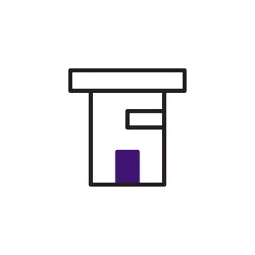 Simple structure representation featuring bold lines and a minimalist purpl.. Stock-Illustration