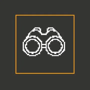 Simple style binoculars pixel icon. Vector Design Stock Illustration