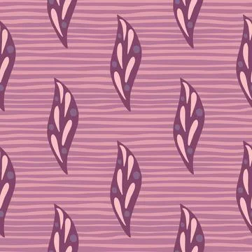 Simple style botanic seamless pattern with abstract leaves elements print. Pu Stock Illustration