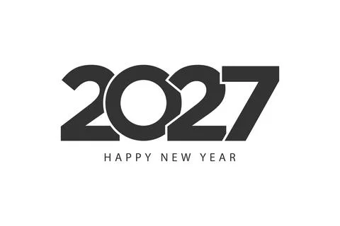 Simple style lines happy new year 2027 black white theme Stock Illustration