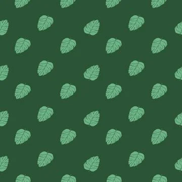 Simple style nature seamless pattern with tropical green little monstera leaf Stock Illustration