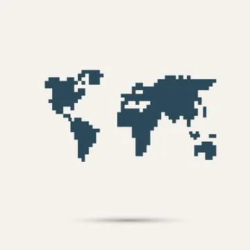 Simple style pixel icon continents. Vector design Stock Illustration