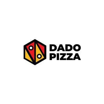 Simple Style Pizza Logo Flat On White Background Called Dado Pizza Stock Illustration