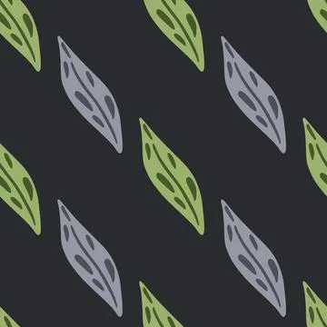 Simple style seamless botanic pattern with green and purple leaf ornament. Da 스톡 일러스트