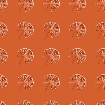 Simple style seamless pattern with abstract palm licuala doodle shapes. Orang Illustrazione stock