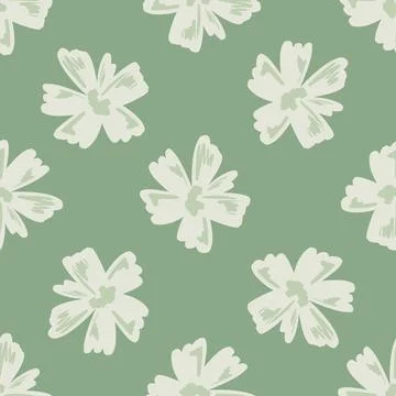 Simple style seamless pattern with light grey abstract flower elements. Light Stock Illustration